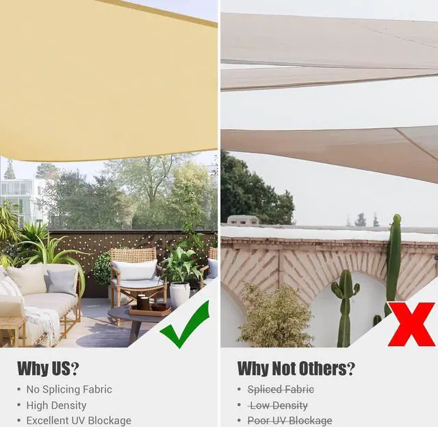 Alt view image 3 of 6 - Yescom 11 Ft 97% UV Block Triangle Sun Shade Sail Canopy Outdoor Patio Pool Lawn Deck