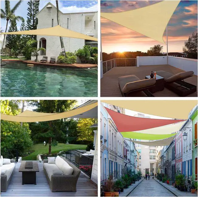 Alt view image 2 of 6 - Yescom 11 Ft 97% UV Block Triangle Sun Shade Sail Canopy Outdoor Patio Pool Lawn Deck