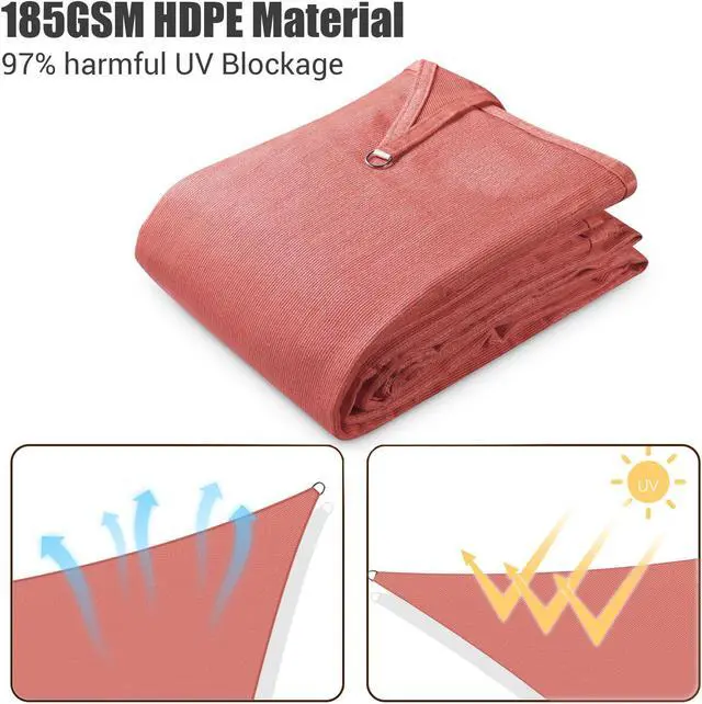 Alt view image 5 of 7 - A+ Yescom 20 Ft 95% UV Block Triangle Sun Shade Sail Canopy Outdoor Patio Pool Cover Net