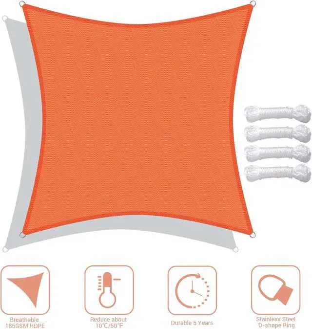 Alt view image 4 of 7 - Yescom 12x12 Ft 97% UV Block Square Sun Shade Sail HDPE Canopy Patio Backyard Pool Lawn