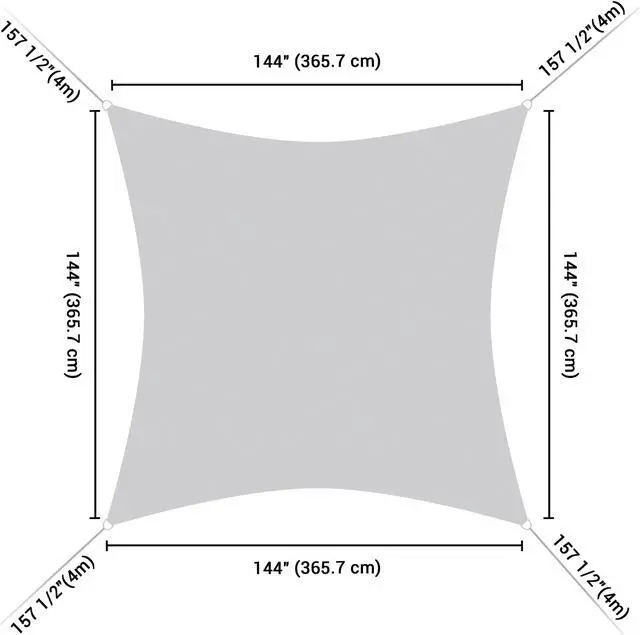 Alt view image 7 of 7 - Yescom 12x12 Ft 97% UV Block Square Sun Shade Sail HDPE Canopy Patio Backyard Pool Lawn