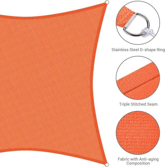 Alt view image 5 of 7 - Yescom 12x12 Ft 97% UV Block Square Sun Shade Sail HDPE Canopy Patio Backyard Pool Lawn