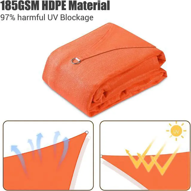 Alt view image 6 of 7 - Yescom 12x12 Ft 97% UV Block Square Sun Shade Sail HDPE Canopy Patio Backyard Pool Lawn