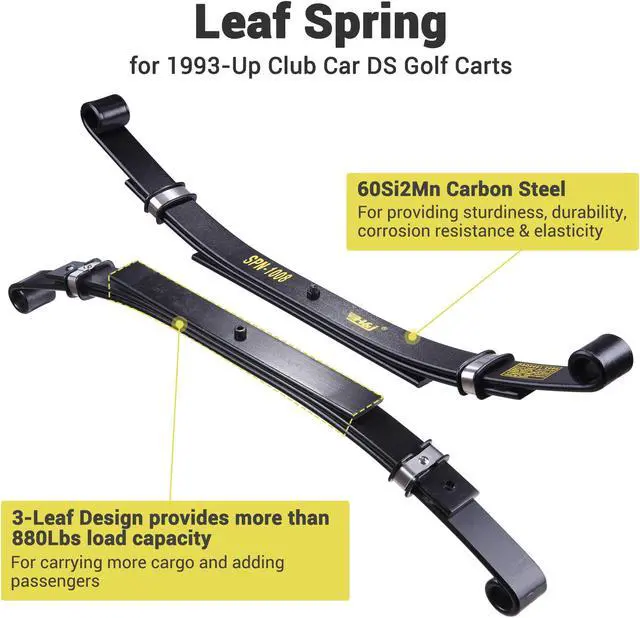 Alt view image 2 of 7 - Yescom Set of 2 Rear Leaf Springs for Club Car DS Golf Cart Heavy Duty Dual Action with Bushings