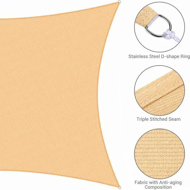 Alt view image 4 of 7 - Yescom 2 Pack 13x10 Ft 97% UV Block Rectangle Sun Shade Sail HDPE Canopy Cover Net Park