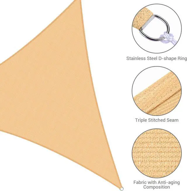 Alt view image 4 of 7 - Yescom 22 Ft 97% UV Block Triangle Sun Shade Sail Canopy Outdoor Patio Pool Cover Net