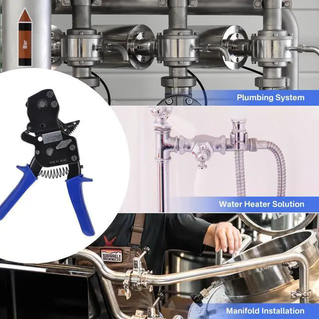 Alt view image 5 of 7 - Yescom PEX Cinch Clamp Tool 3/8" 1/2" 5/8" 3/4" 1" One-handed Ratcheting Crimper ASTM F2098