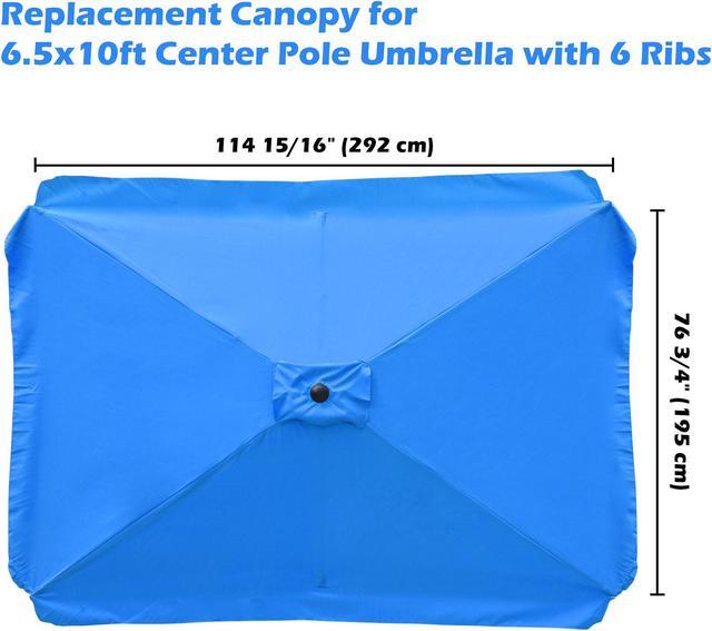 Alt view image 3 of 7 - Patio Rectangle Umbrella Canopy Replacement Parasol Sunshade Cover f/ 6.5x10 ft Umbrella
