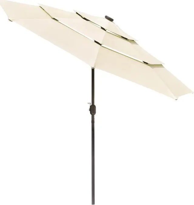 Main image of Yescom 10 Ft 3 Tier Patio Umbrella with Solar LED Crank Tilt Button Outdoor