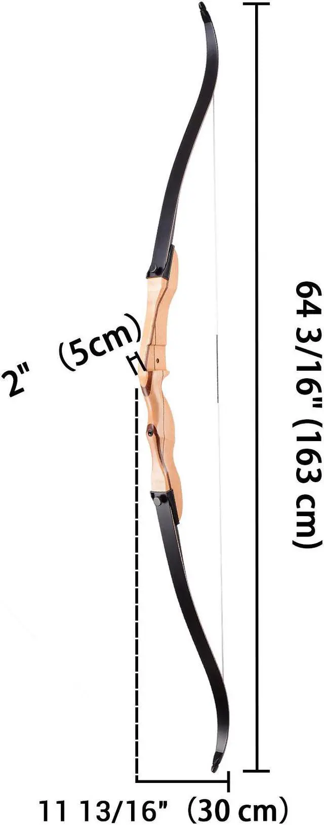 Alt view image 6 of 7 - Yescom 68" Recurve Bow Right Hand Draw Weight 30lbs Traditional Archery Hunting Take Down Long Bow