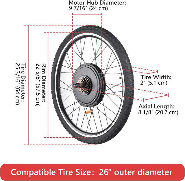 Alt view image 4 of 7 - Yescom Electric Bicycle Motor Kit 26" 48V 1000W Rear Wheel E-Bike Conversion Kit w/ LCD Display
