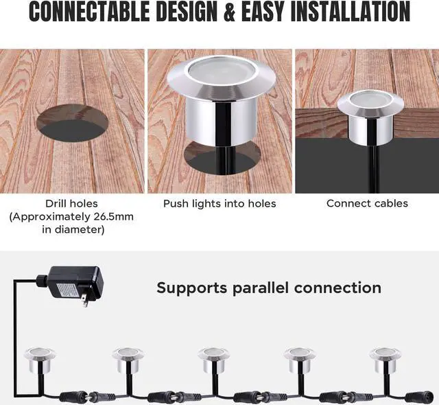 Alt view image 4 of 7 - 15pcs LED Deck Light Garden Stair Yard Landscape Cool White Lamp W/ Transformer