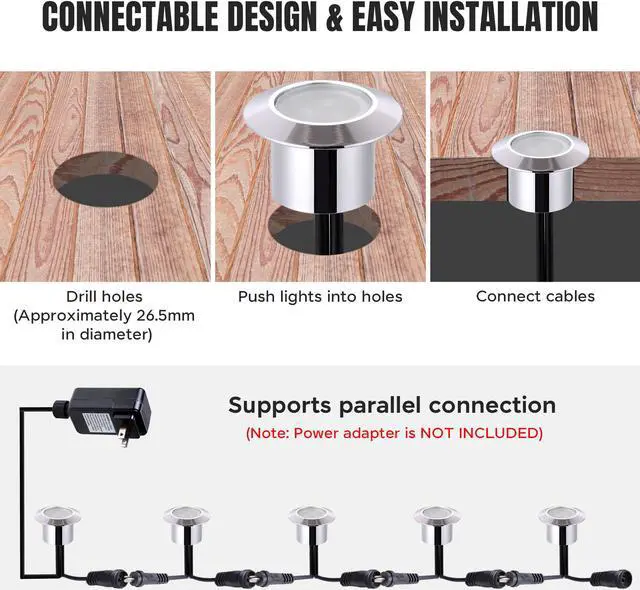 Alt view image 11 of 12 - Set of 5 Warm White LED Deck Lights Garden Malls Landscape LED Lights Low Voltage Waterproof