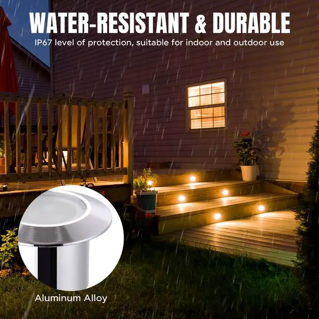 Alt view image 10 of 12 - Set of 5 Warm White LED Deck Lights Garden Malls Landscape LED Lights Low Voltage Waterproof