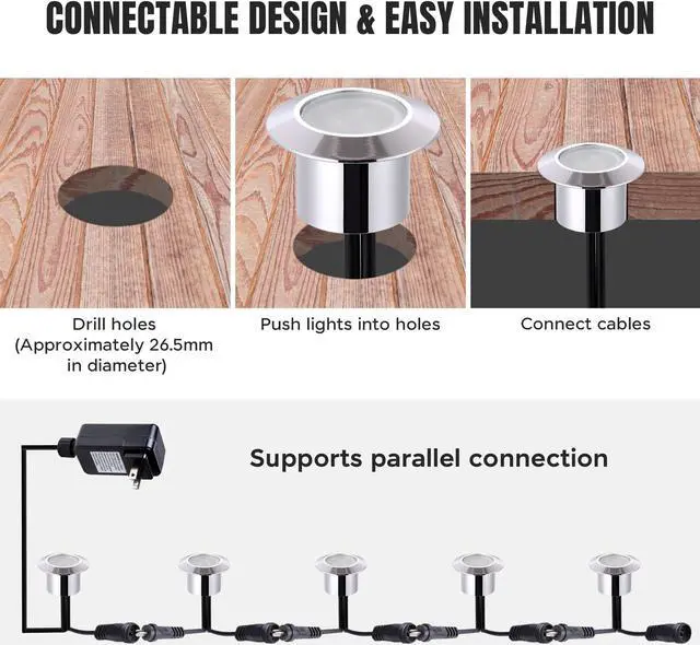 Alt view image 5 of 7 - 10x Deck Light Decor Garden Outdoor Romantic Beauty Stair Lamp Cool White Hotel