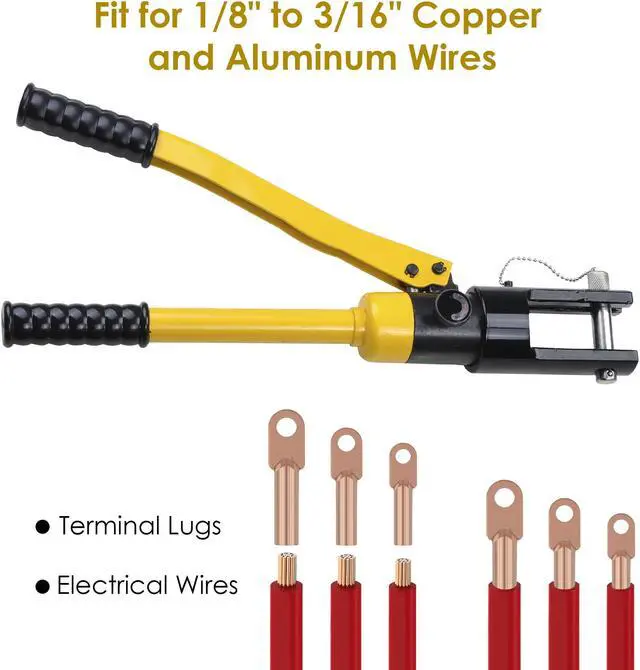 Alt view image 2 of 7 - 16 Ton Hydraulic Wire Crimper Crimping Tool 11 Dies Battery Cable Lug Terminal