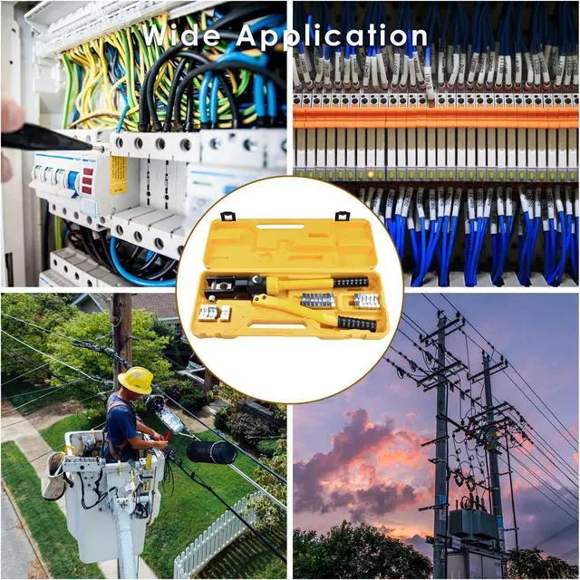 Alt view image 6 of 7 - 16 Ton Hydraulic Wire Crimper Crimping Tool 11 Dies Battery Cable Lug Terminal