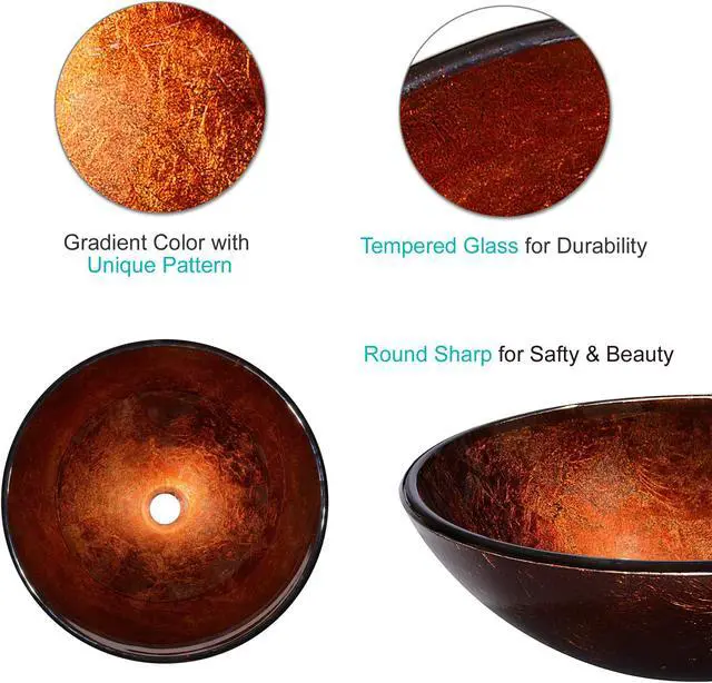 Alt view image 6 of 11 - Modern Bathroom Round Artistic Tempered Glass Vessel Vanity Sink Bowl Basin Spa