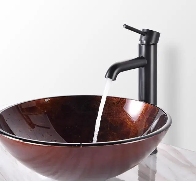 Alt view image 10 of 11 - Modern Bathroom Round Artistic Tempered Glass Vessel Vanity Sink Bowl Basin Spa