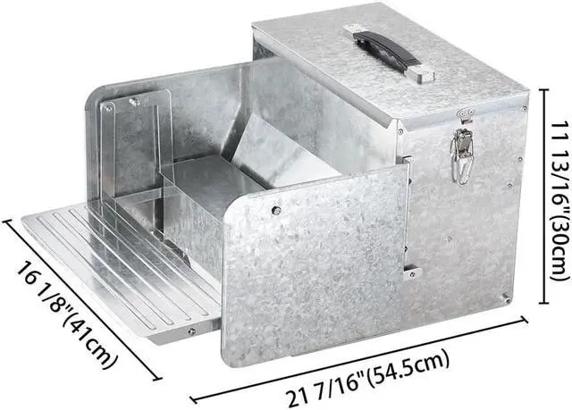 Alt view image 7 of 7 - 26lbs Automatic Chicken Feeder Portable with Lock Rat Proof Weatherproof Aluminum Trough Poultry Farm