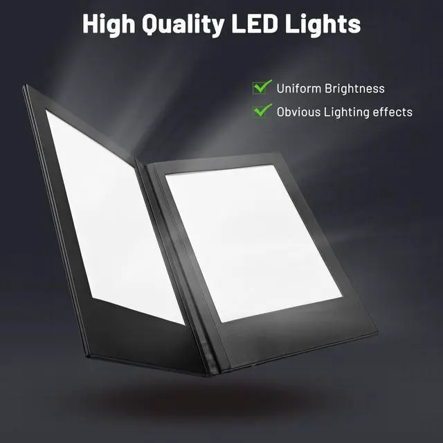 Alt view image 4 of 7 - WeChef LED Back Lit Light Menu Holder Cover Folding Double Panel Fits 8"x10.5" Paper for Hotel Club