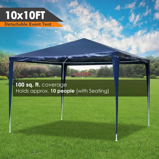 Alt view image 2 of 7 - 10'x10' Wedding Party Tent Canopy Heavy Duty Gazebo Pavilion Events w/ 4 Removable Side Walls