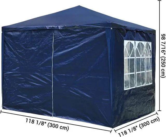 Alt view image 6 of 7 - 10'x10' Wedding Party Tent Canopy Heavy Duty Gazebo Pavilion Events w/ 4 Removable Side Walls