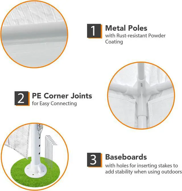 Alt view image 4 of 7 - 4 Pcs Easy Pop Up 10 ft Canopy Tent Mesh Side Wall Netting Party Tent Shelter Sidewall with Window