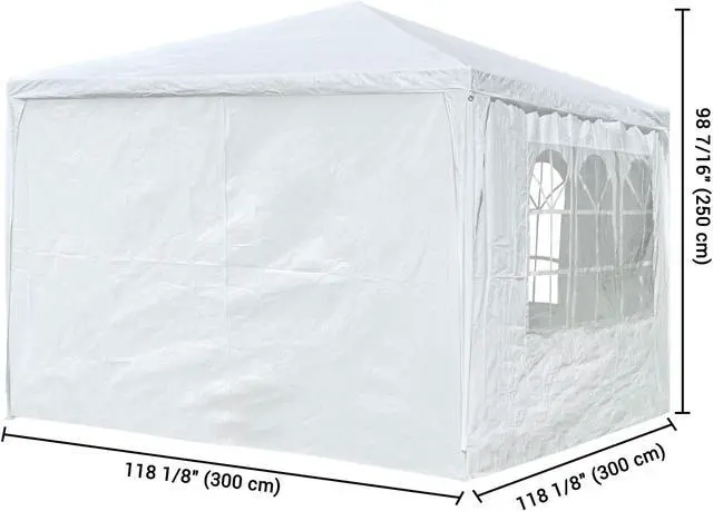 Alt view image 7 of 7 - 4 Pcs Easy Pop Up 10 ft Canopy Tent Mesh Side Wall Netting Party Tent Shelter Sidewall with Window