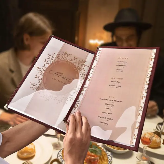 Alt view image 2 of 7 - 30pcs Menu Cover 8.5x14 Triple Fold 6 view double stitch Restaurant Cafe