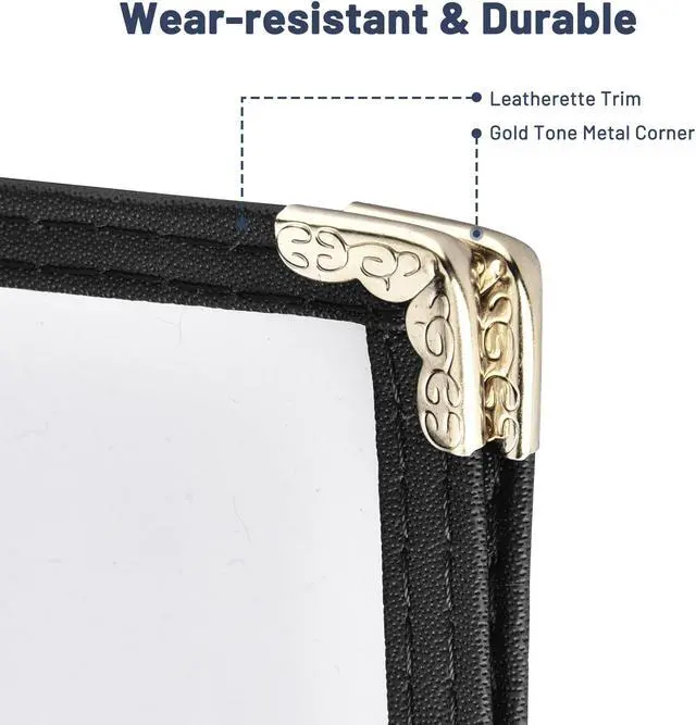 Alt view image 7 of 7 - 30 Menu Cover 8.5X14 6 View Triple Fold Double Stitch Trim Cafe Restaurant Black