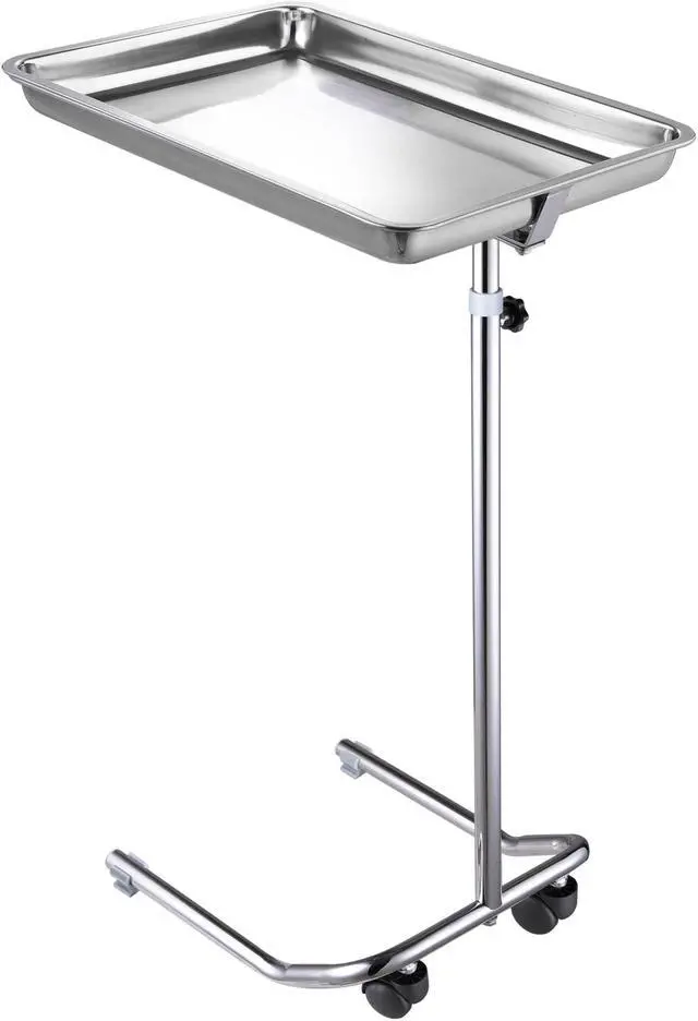 Alt view image 3 of 7 - Mobile Mayo Stainless Steel Tray Stand Trolley Medical Salon Equipment Tattoo
