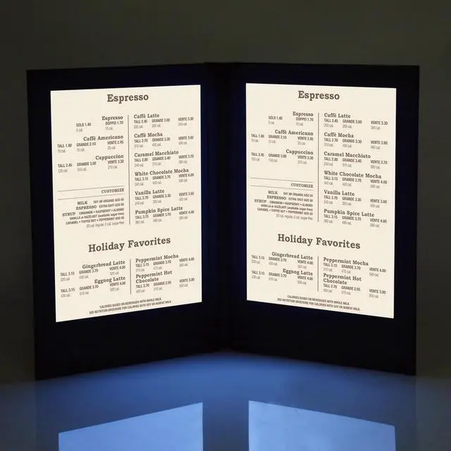 Alt view image 3 of 7 - WeChef 4 Pack LED Backlit Menu Cover Leatherette Wine List Check Bill Holder Displayer 2-Panel Fits 8"x14" Paper