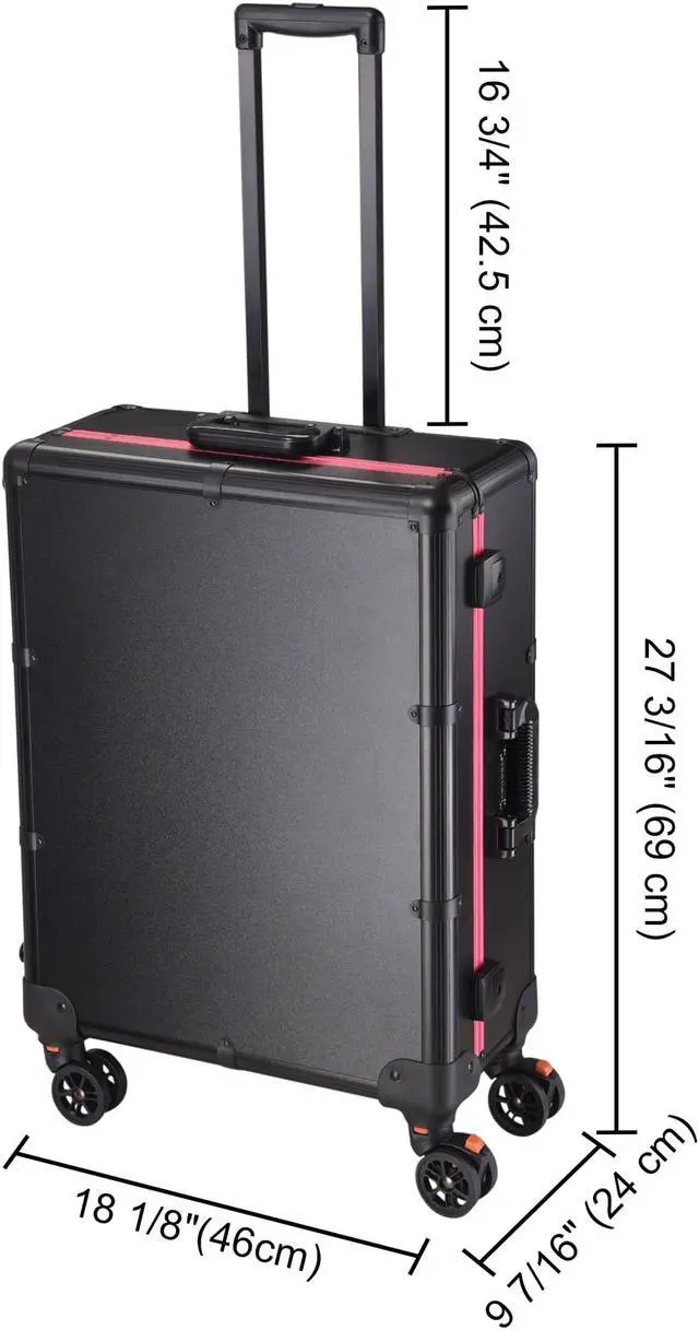 Alt view image 5 of 7 - Byootique Rolling Makeup Case with Bulb Mirror Adjustable Leg Detachable Wheel