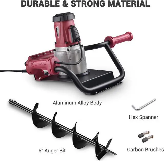 Alt view image 5 of 7 - 1500W Electric Post Hole Digger Earth Auger Drill Plant Soil Powerhead 6" Bit