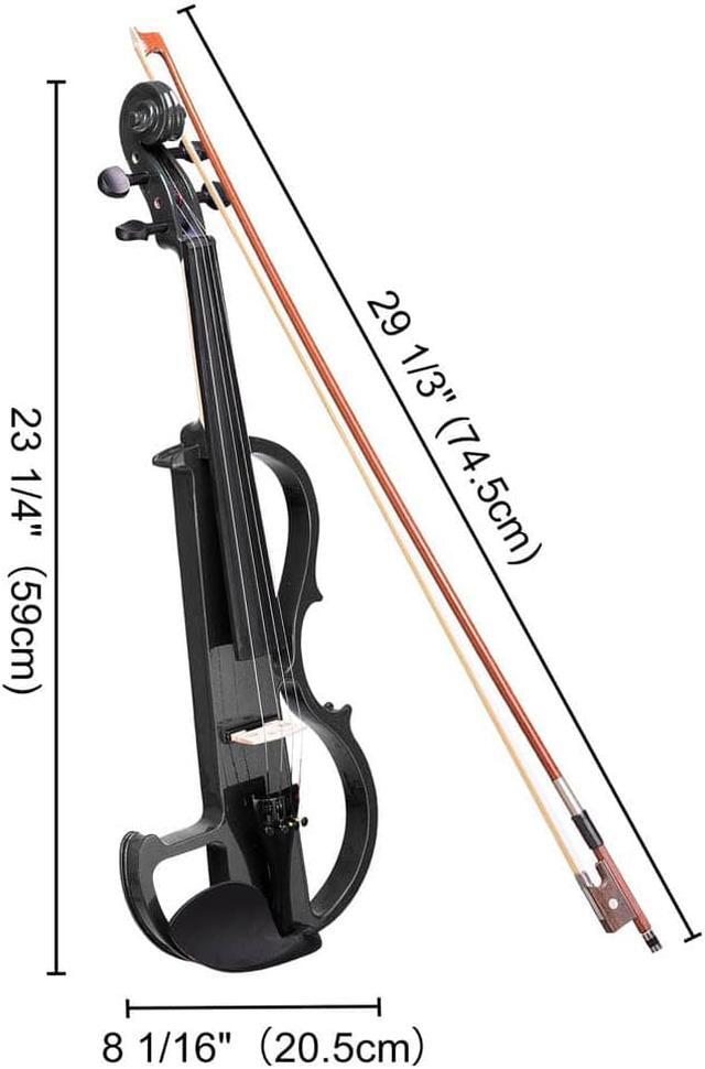 Alt view image 6 of 7 - 4/4 Electric Violin Full Size Wood Silent Fiddle Fittings Headphone Black
