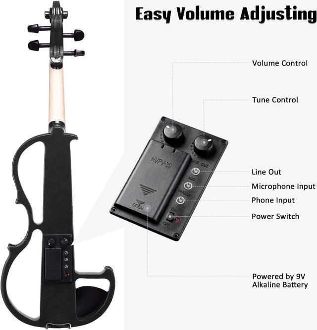 Alt view image 3 of 7 - 4/4 Electric Violin Full Size Wood Silent Fiddle Fittings Headphone Black