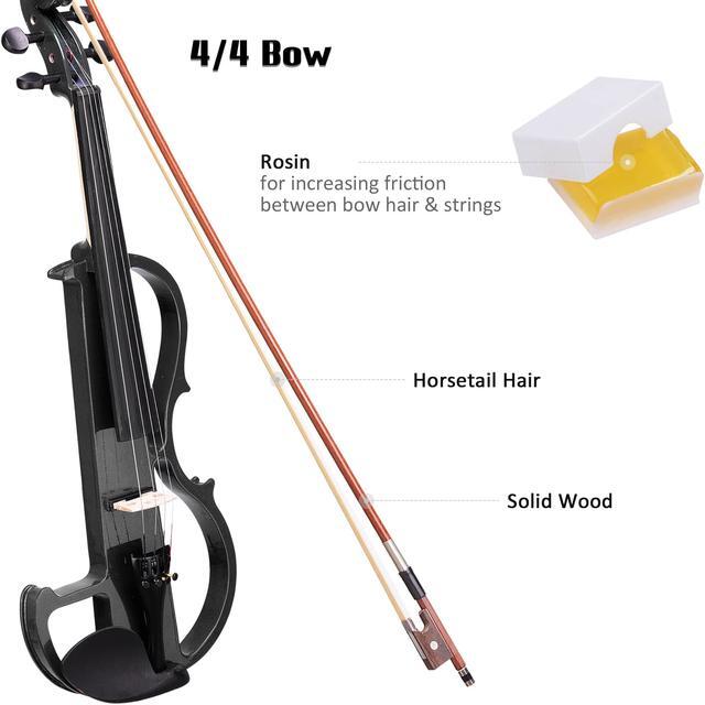 Alt view image 5 of 7 - 4/4 Electric Violin Full Size Wood Silent Fiddle Fittings Headphone Black
