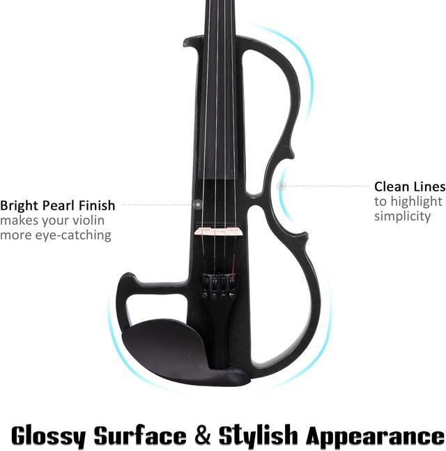 Alt view image 4 of 7 - 4/4 Electric Violin Full Size Wood Silent Fiddle Fittings Headphone Black