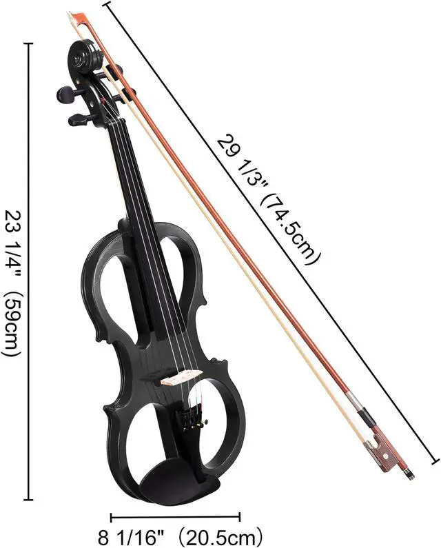 Alt view image 6 of 7 - 4/4 Electric Violin Full Size Wood Silent Fiddle Bow Headphone Case Black