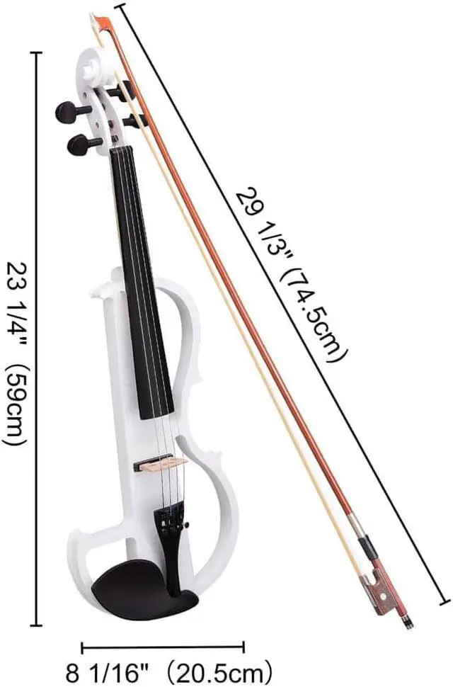 Alt view image 6 of 7 - 4/4 Electric Violin Full Size Wood Silent Fiddle Fittings Headphone White