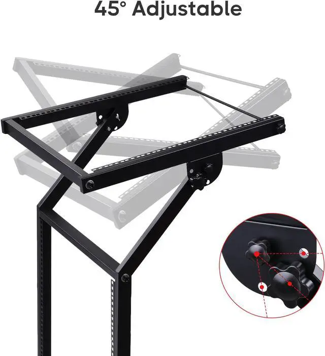 Alt view image 3 of 7 - 12U 19" Rack Mount Mixer Stand Studio Cart Stage Amp Adjustable Music Party Show