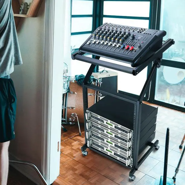 Alt view image 6 of 7 - 12U 19" Rack Mount Mixer Stand Studio Cart Stage Amp Adjustable Music Party Show