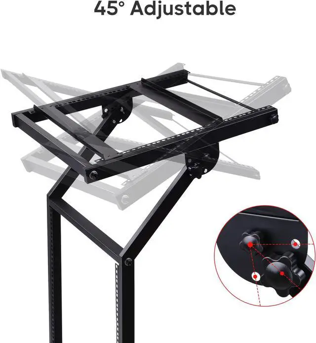 Alt view image 3 of 7 - 19" 12U Rack Mount DJ Mixer Stand Studio Equipment Cart Stage Music Party Show