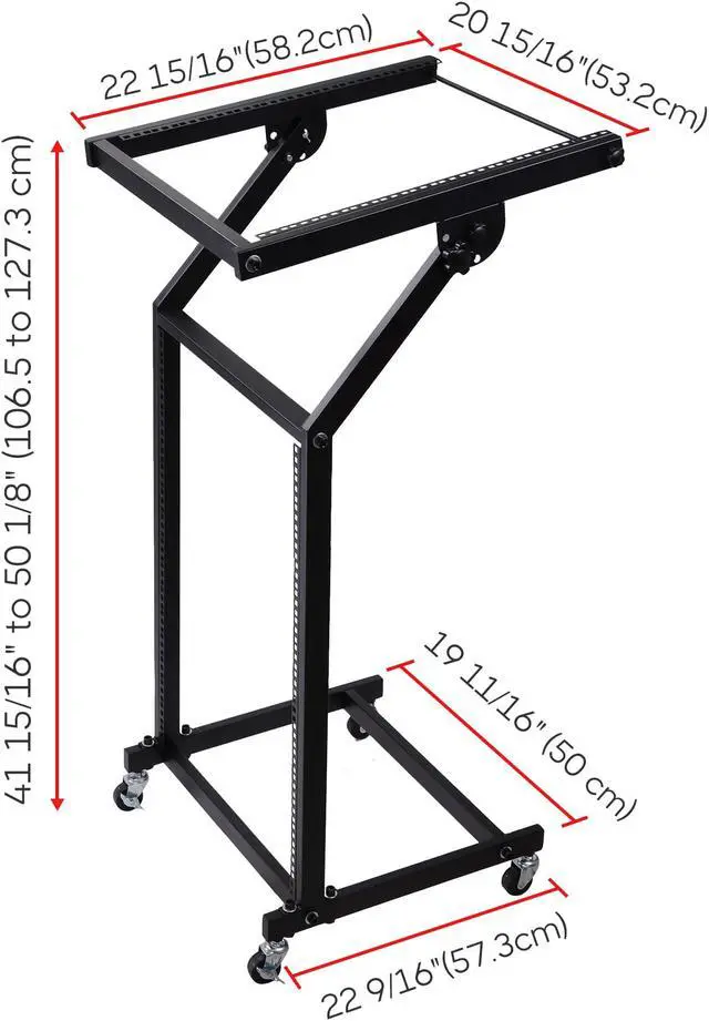 Alt view image 7 of 7 - 12U 19" Rack Mount Mixer Stand Studio Cart Stage Amp Adjustable Music Party Show