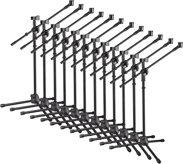 Main image of 12pcs Microphone 360-degree Rotating Stand 2 Mic Mount Boom Folding Type Tripod