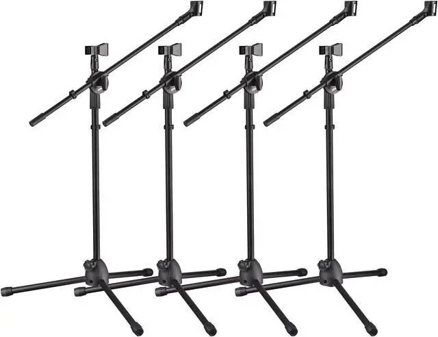 Main image of 4pcs 360-degree Rotating Microphone Stand Dual Mic Clip Boom Arm Foldable Tripod