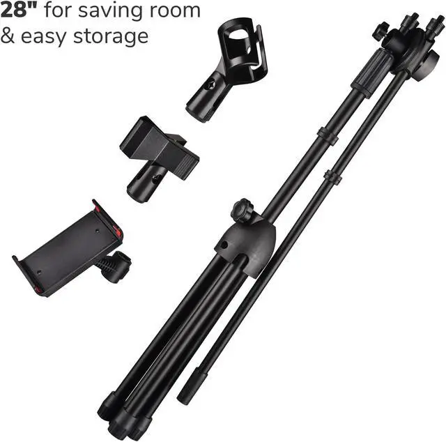Alt view image 3 of 7 - 12 Packs Microphone Boom Arm Stand Dual Mic Clips Adjustable Tripod Phone Holder