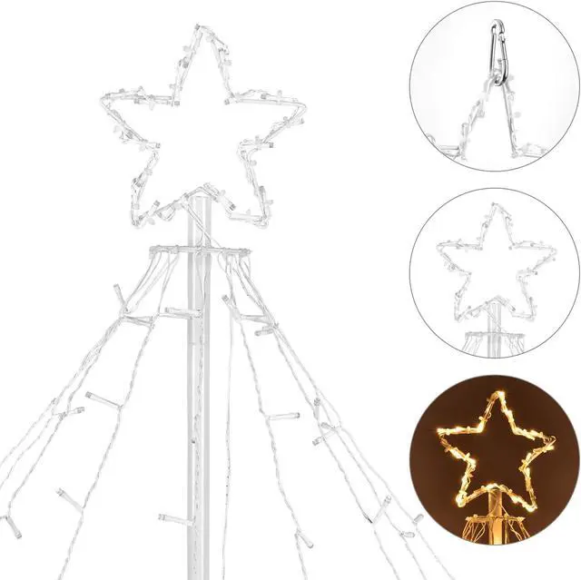 Alt view image 2 of 7 - Yescom LED Cone Tree Light with Star Finial 9 Strings Christmas Decoration Outdoor