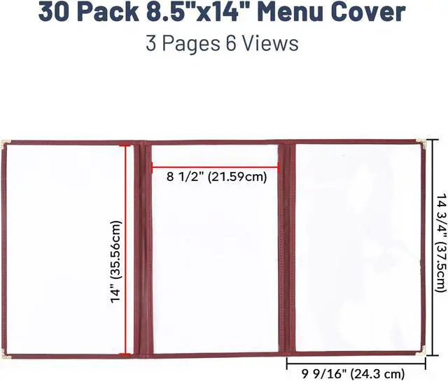 Alt view image 4 of 7 - 30pcs Menu Cover 8.5x14 Triple Fold 6 view double stitch Restaurant Cafe